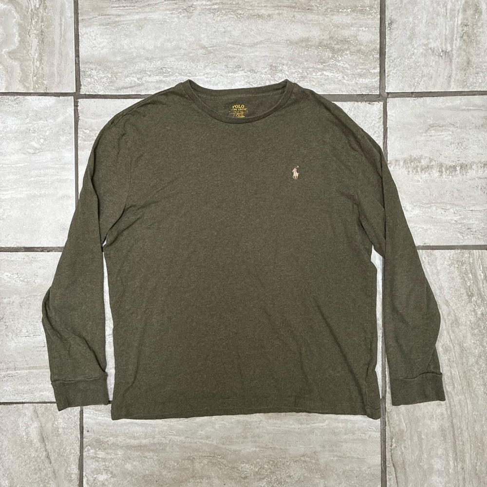 Polo by Ralph Lauren Long-Sleeve Crewneck Shirt in Olive Green Size Large